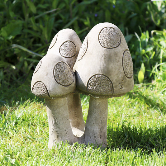 Stone Toadstool Trio Garden Sculpture