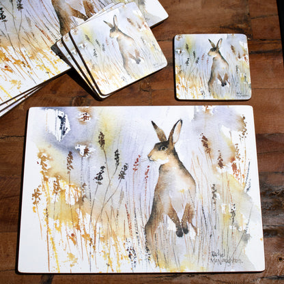 Set Of 4 Country Hares Placemats and Coasters