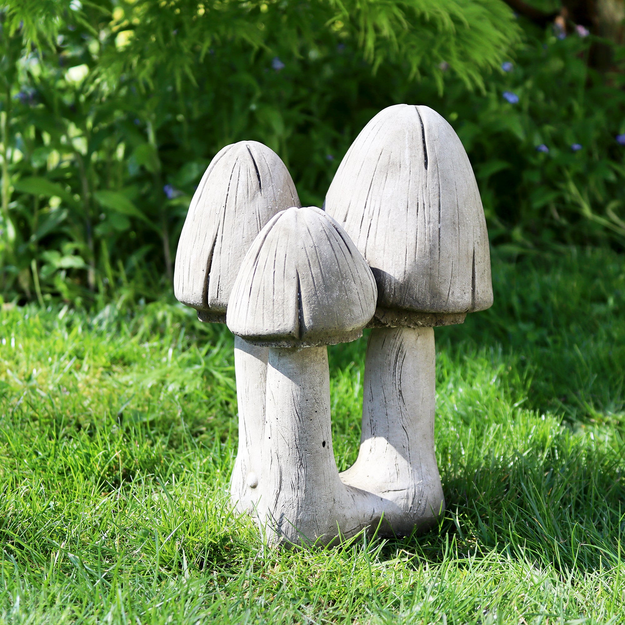 Stone Mushroom Trio Garden Sculpture