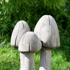 Stone Mushroom Trio Garden Sculpture