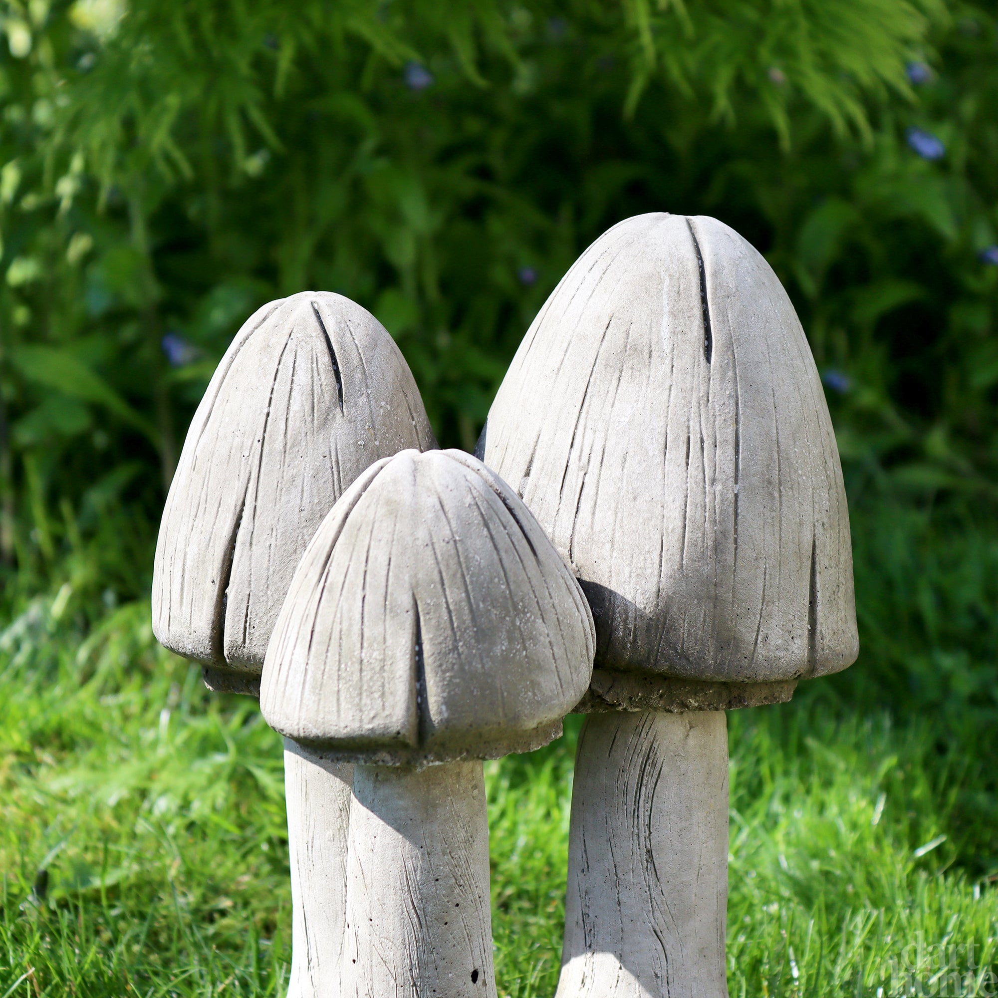 Stone Mushroom Trio Garden Sculpture