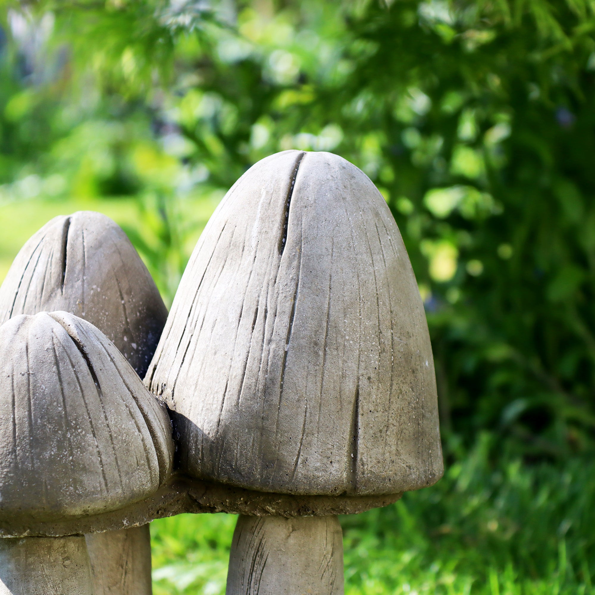 Stone Mushroom Trio Garden Sculpture