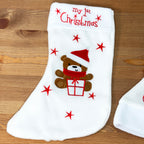 White Teddy My 1st Christmas Hat And Stocking Set