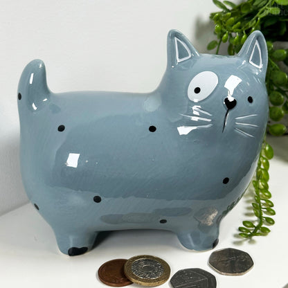 Ceramic Blue Cat Money Box