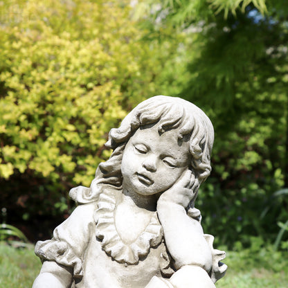 Stone Reading Girl Garden Sculpture