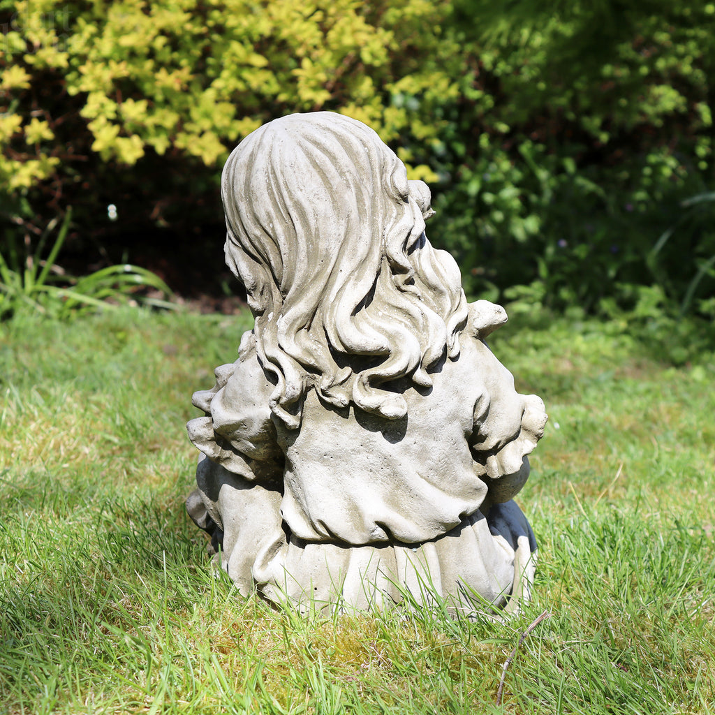 Stone Reading Girl Garden Sculpture