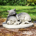 Stone Sleeping Puppy And Kitten Sculpture