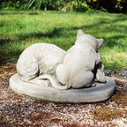 Stone Sleeping Puppy And Kitten Sculpture