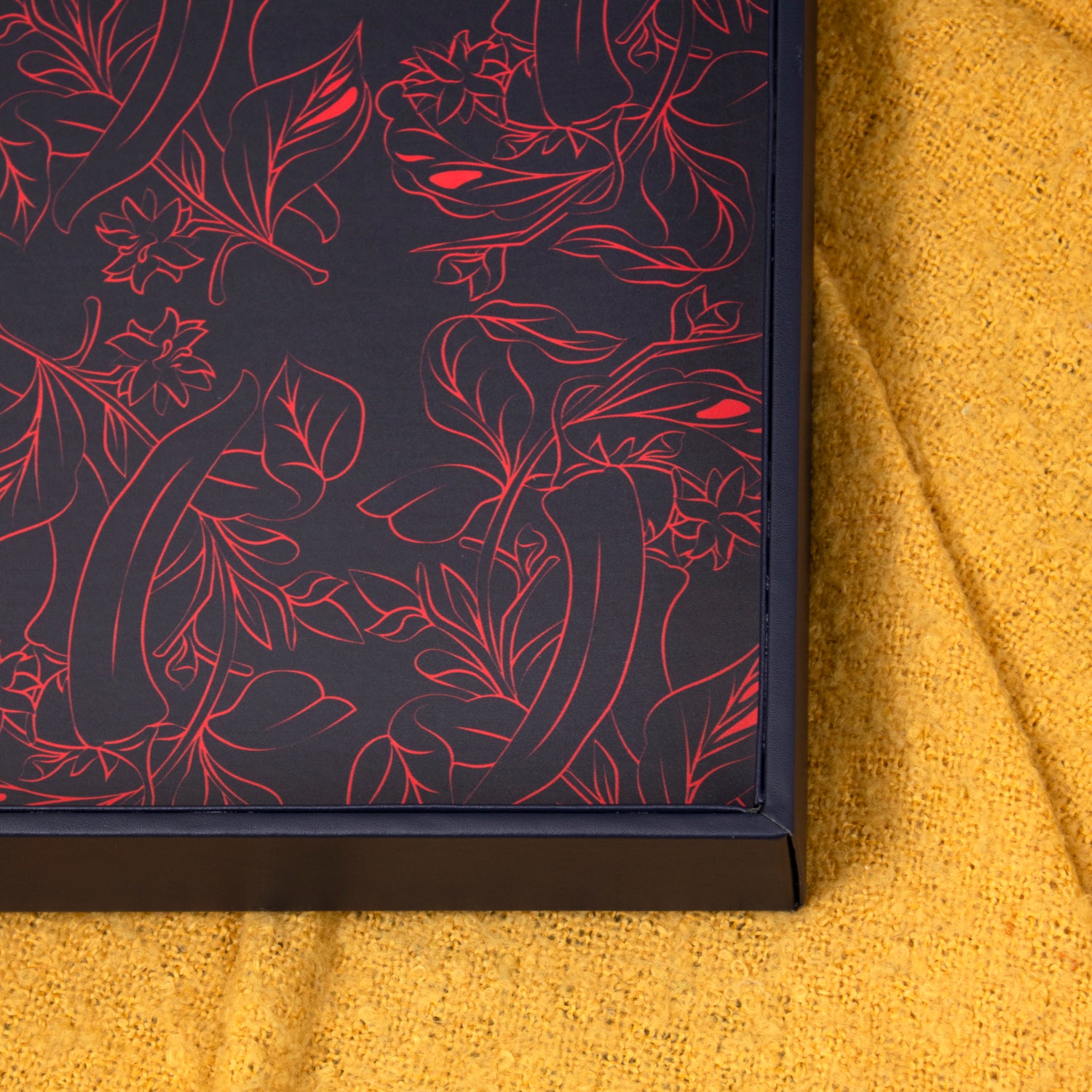 Botanical Chillis Navy Blue Faux Leather Tray