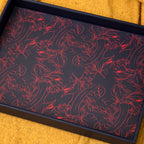 Botanical Chillis Navy Blue Faux Leather Tray