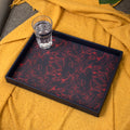 Botanical Chillis Navy Blue Faux Leather Tray
