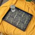 Botanical Peas Navy Blue Faux Leather Tray