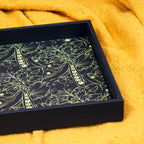 Botanical Peas Navy Blue Faux Leather Tray