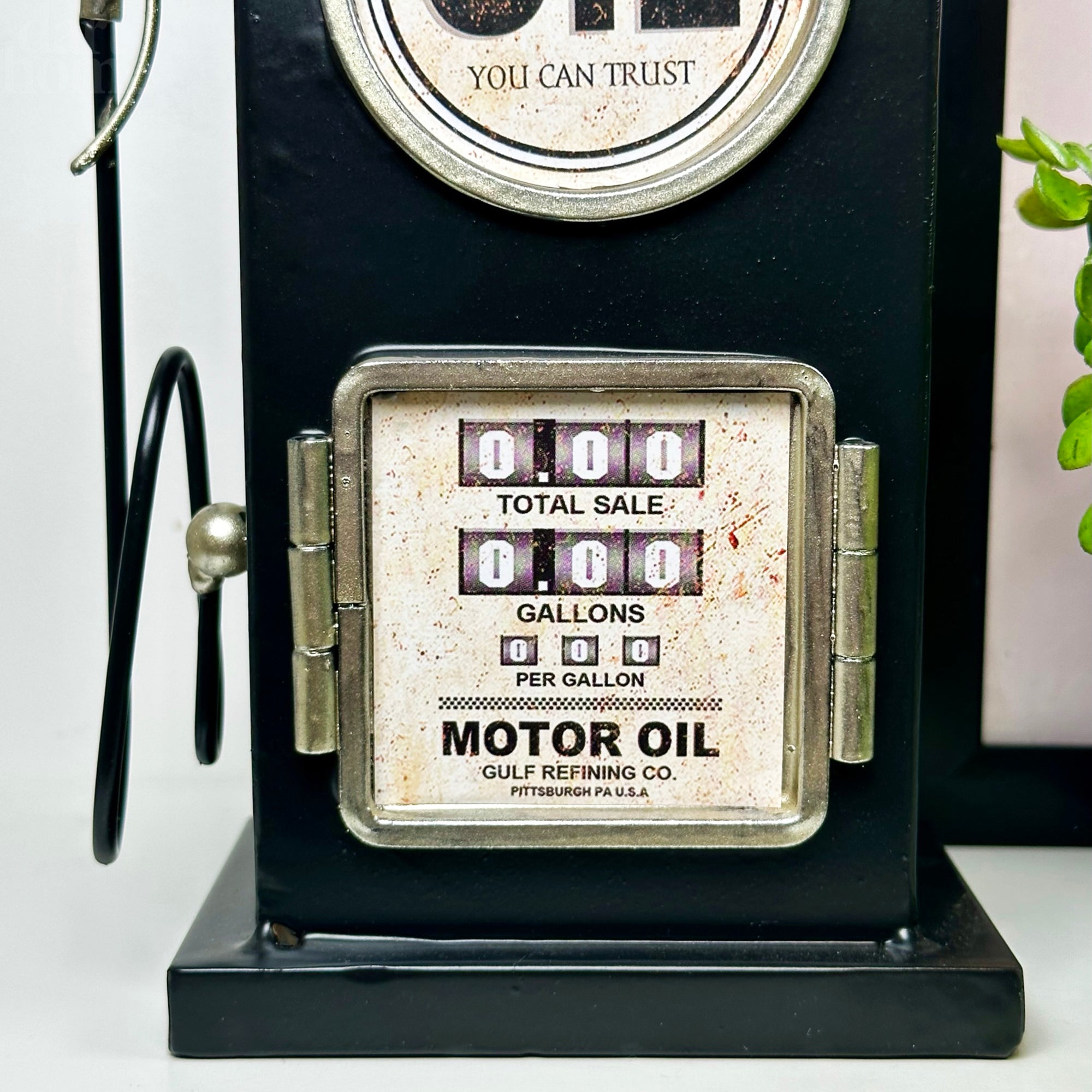 Black Petrol Pump Table Clock