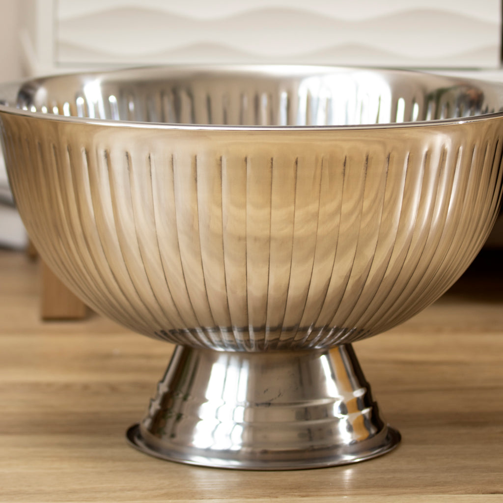 Large Ribbed Stainless Steel Champagne Bowl
