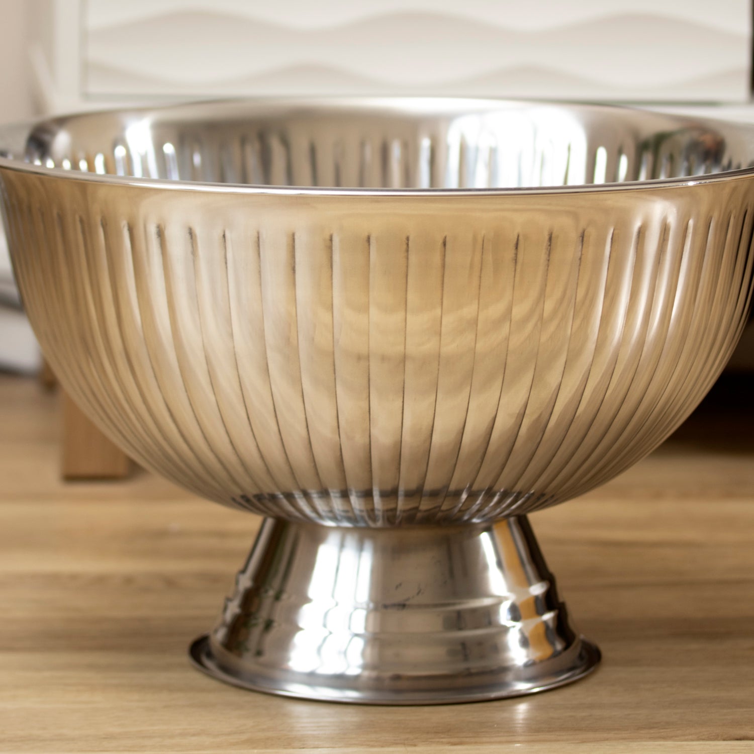 Large Ribbed Stainless Steel Champagne Bowl