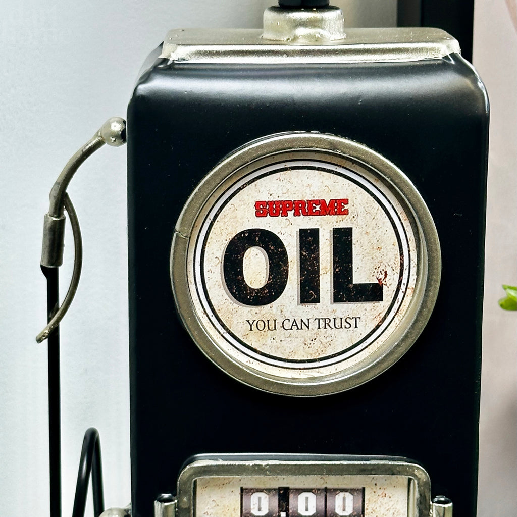 Black Petrol Pump Table Clock