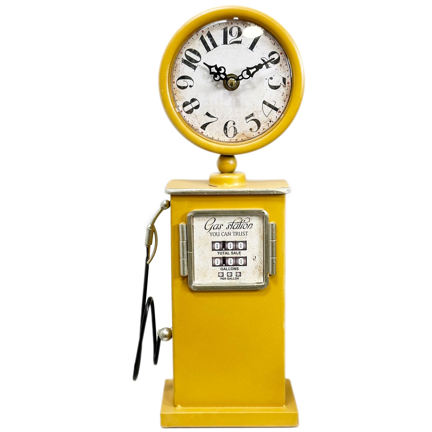 Yellow Petrol Pump Table Clock