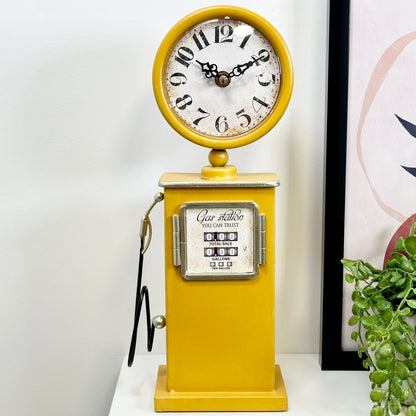 Yellow Petrol Pump Table Clock