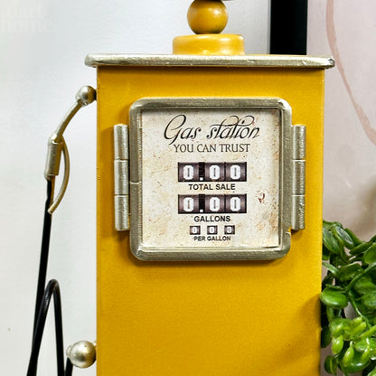 Yellow Petrol Pump Table Clock