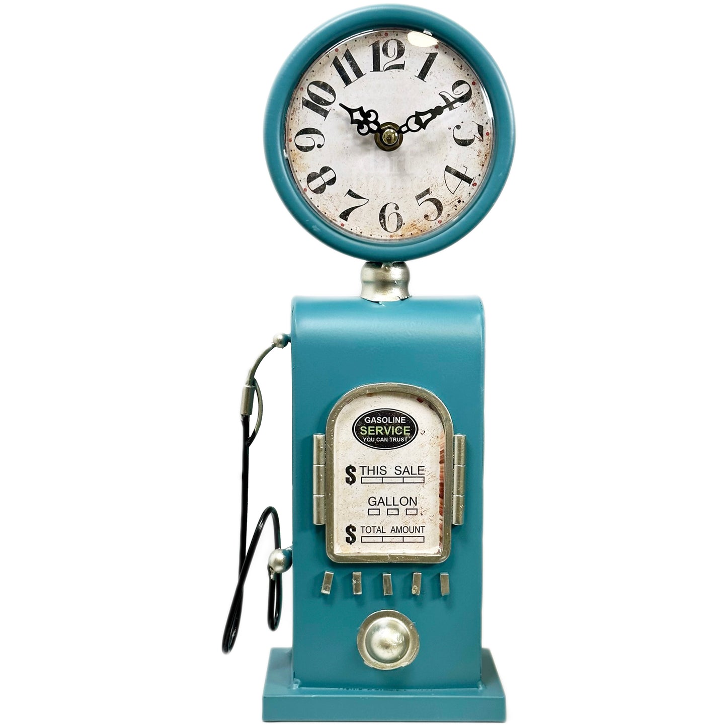 Blue Petrol Pump Table Clock