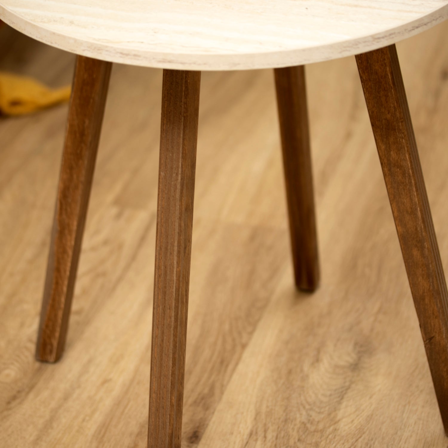 Light Stone & Walnut Brown Side Table