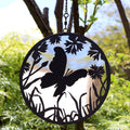 Butterfly Flower Garden Hanging Mirror Silhouette