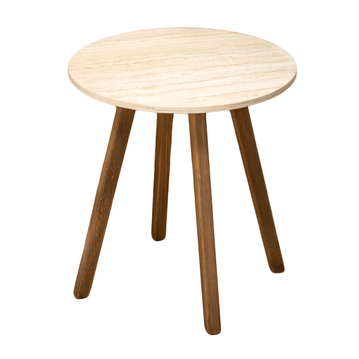 Light Stone & Walnut Brown Side Table