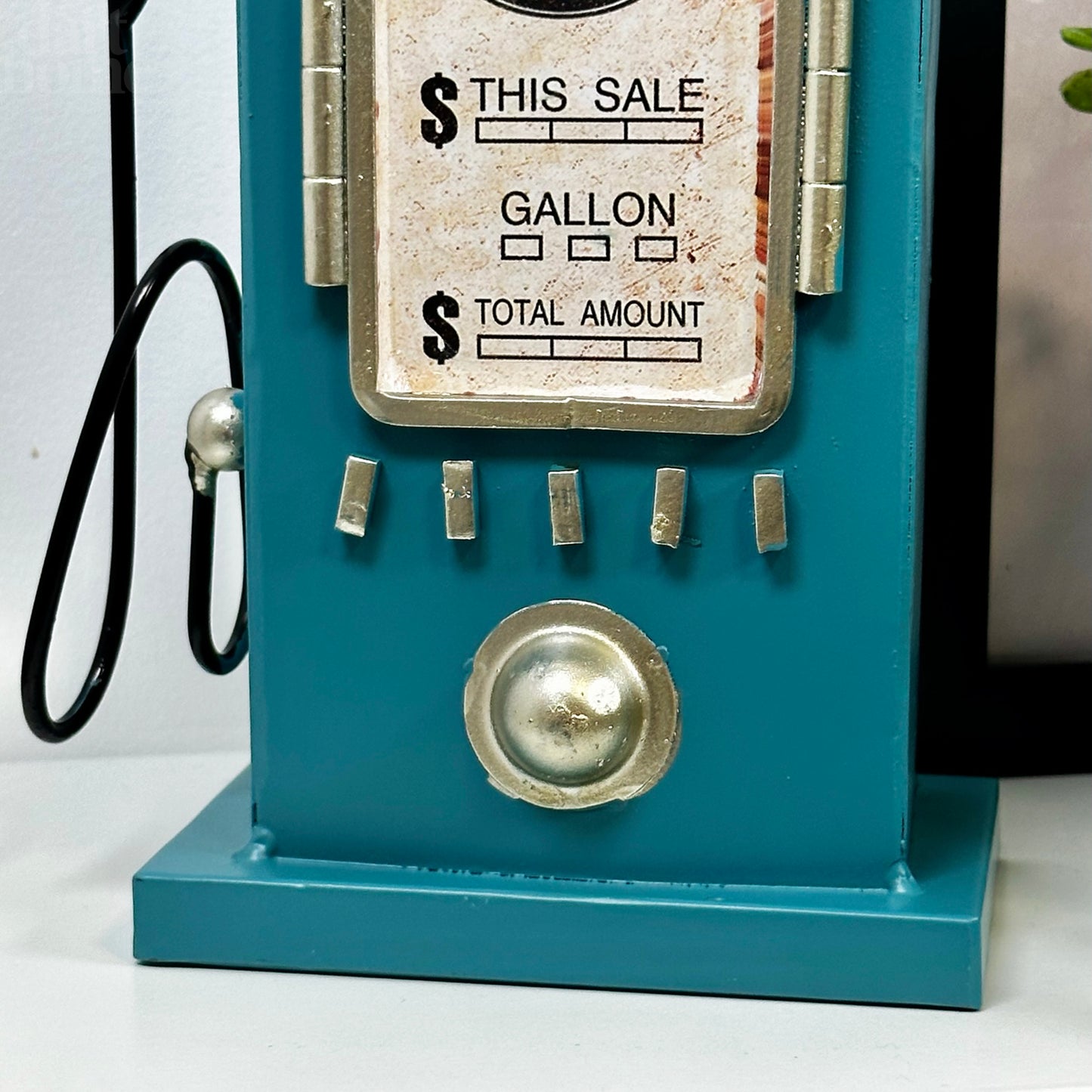 Blue Petrol Pump Table Clock