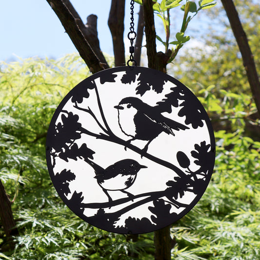 Robin And Wren Hanging Mirror Silhouette