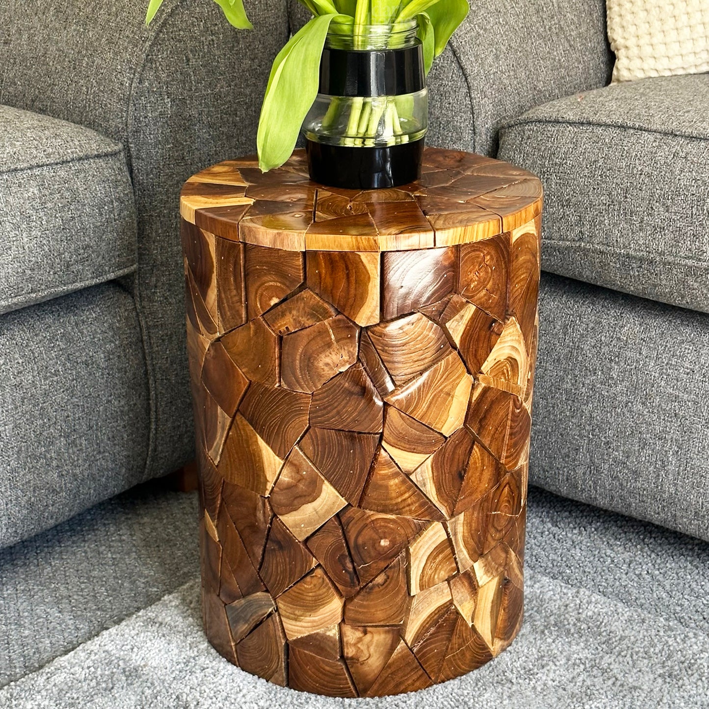 Teak Wood Log Side Table