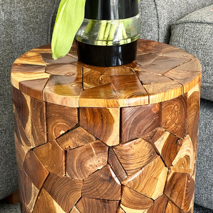 Teak Wood Log Side Table