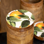 Enamelled Orange Blossom Mango Wood Storage Jar
