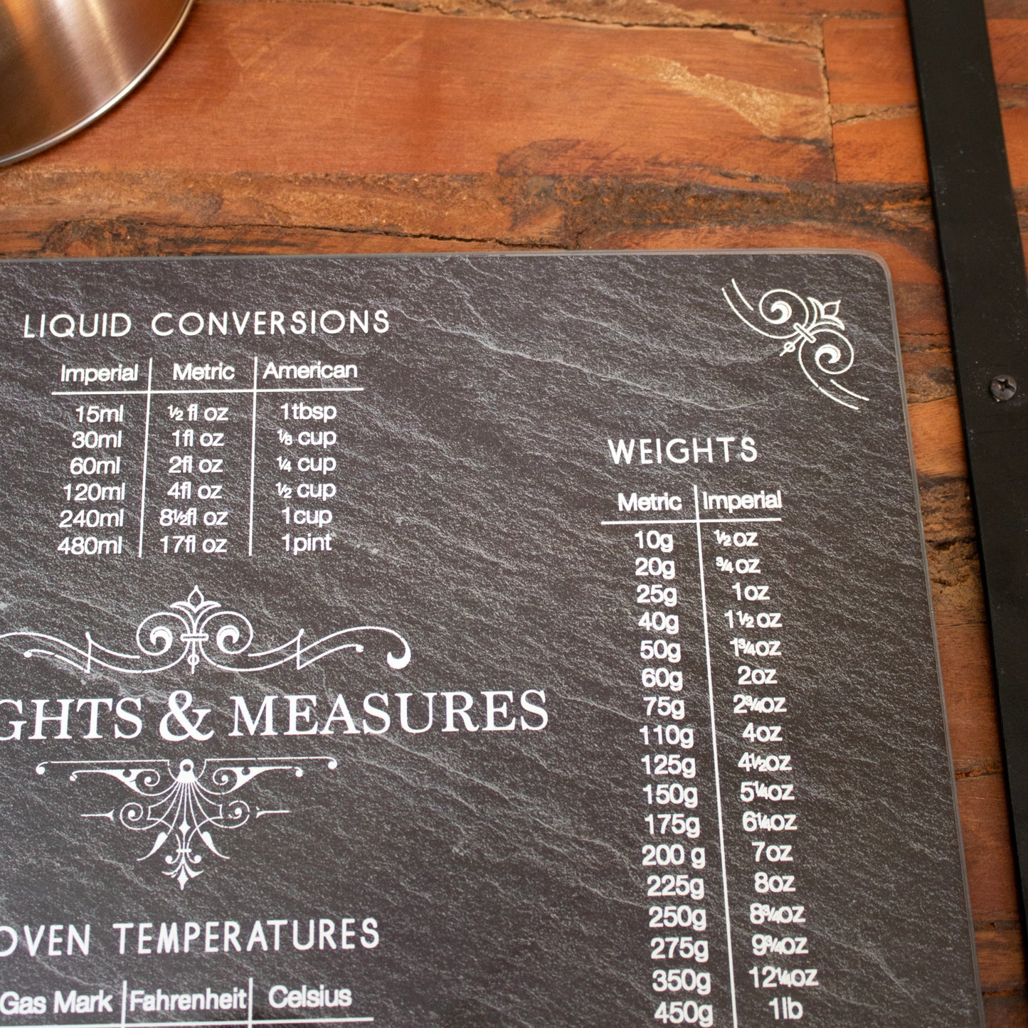 Slate Effect Weights & Measures Glass Chopping Board