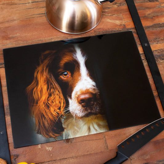 Springer Spaniel Glass Chopping Board