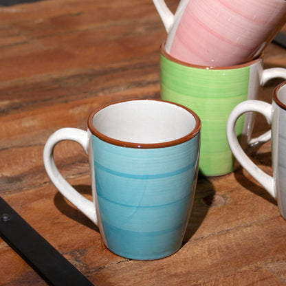 Set Of 4 Stoneware Pastel Swirl Mugs