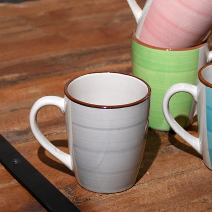 Set Of 4 Stoneware Pastel Swirl Mugs