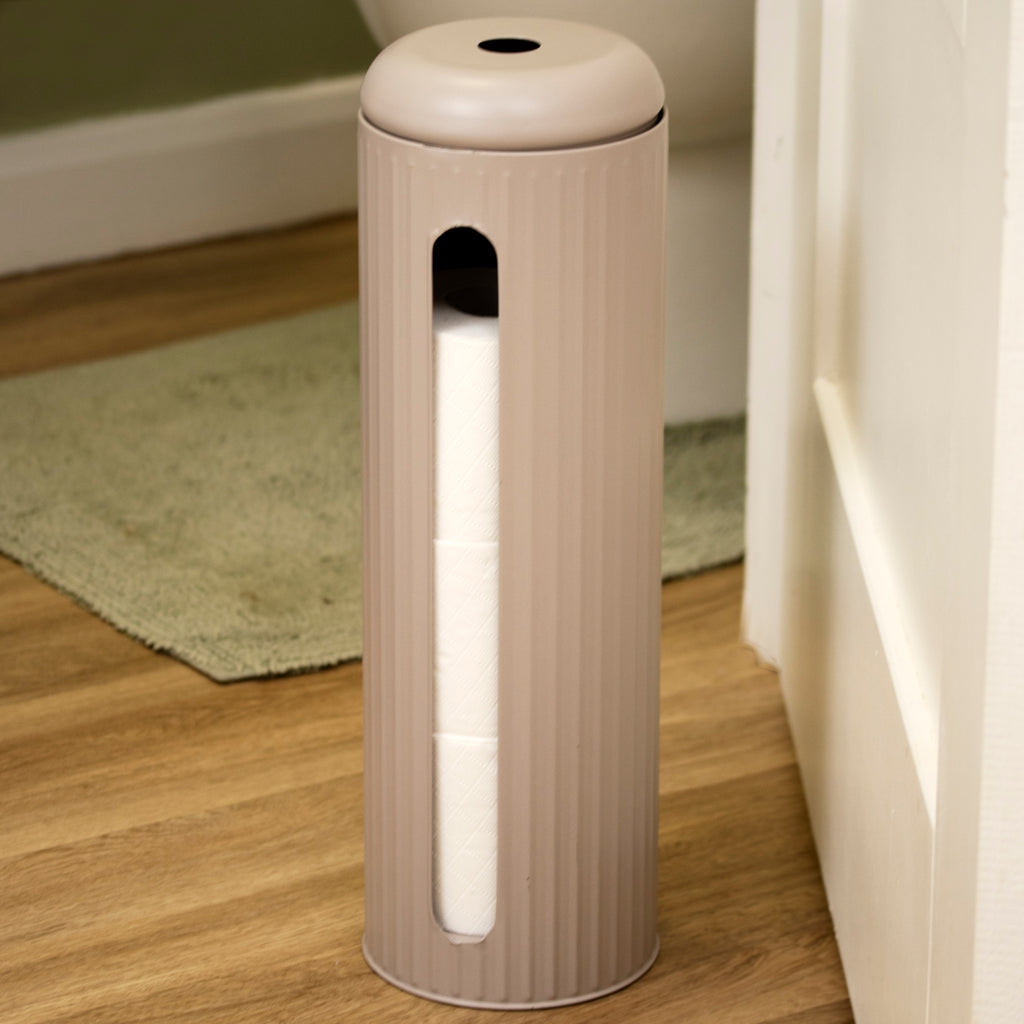 Brown Ribbed Metal Toilet Roll Holder