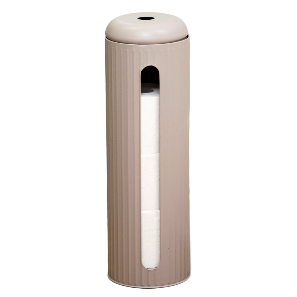 Grey Ribbed Metal Toilet Roll Holder