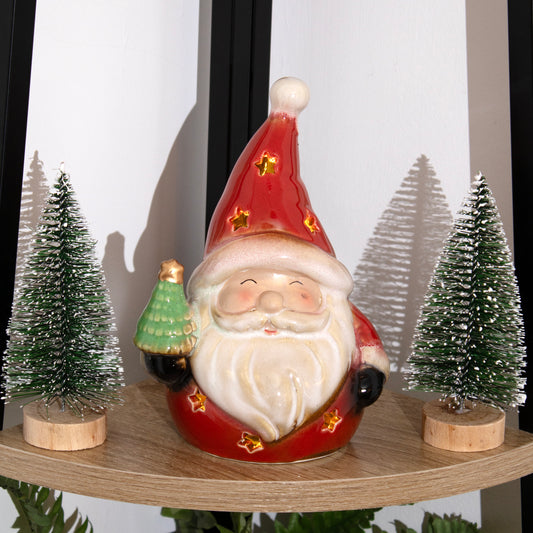 Light Up Ceramic Santa Figurine