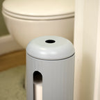 Blue Ribbed Metal Toilet Roll Holder