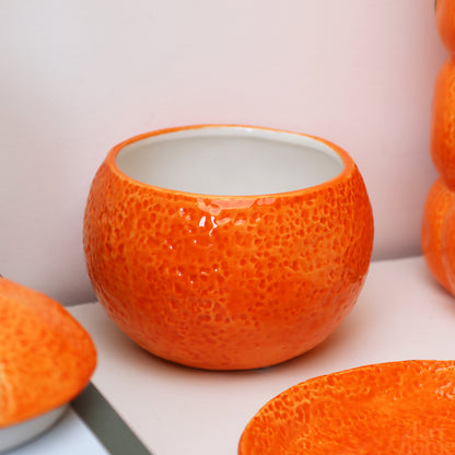 Orange Trinket Pot With Lid