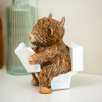 Highland Cow On The Toilet Ornament
