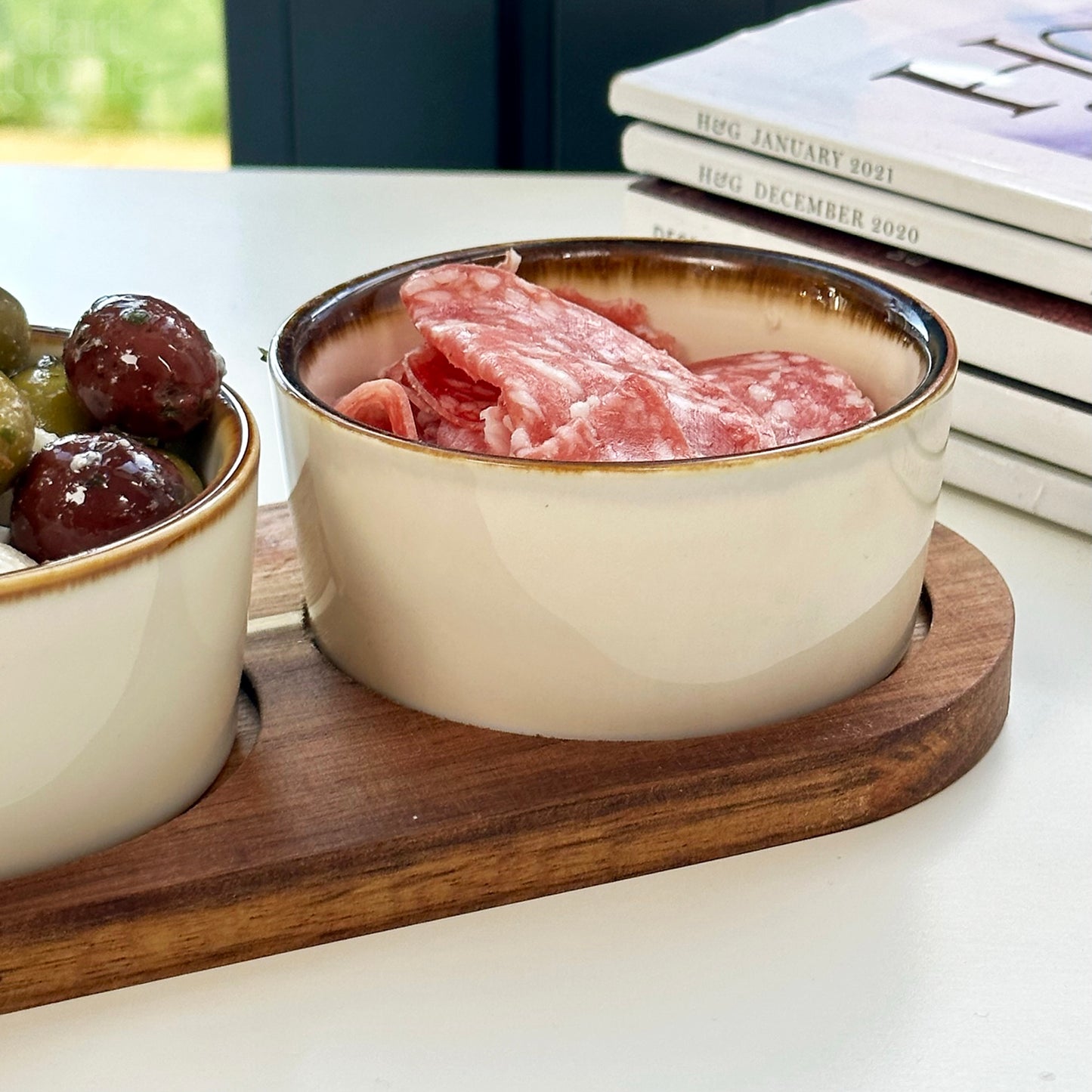 4pc White Reactive Glaze Serving Dish Set