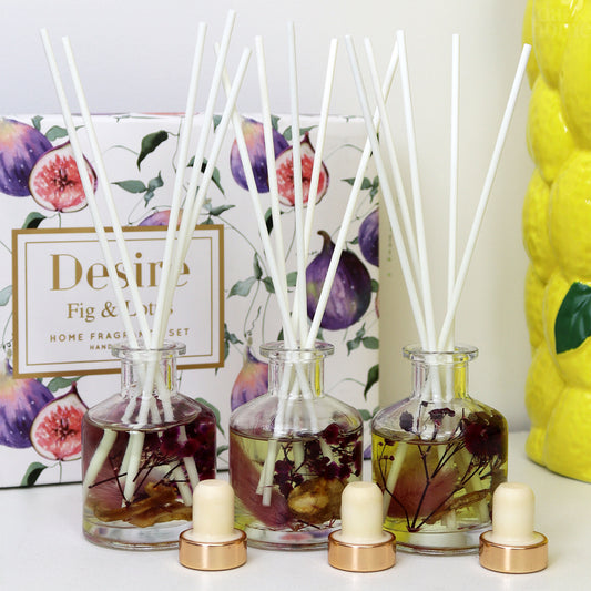 Set Of 3 Fig & Lotus Fragranced Reed Diffusers