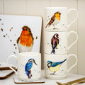 Set Of 4 British Birds Stacking Mugs