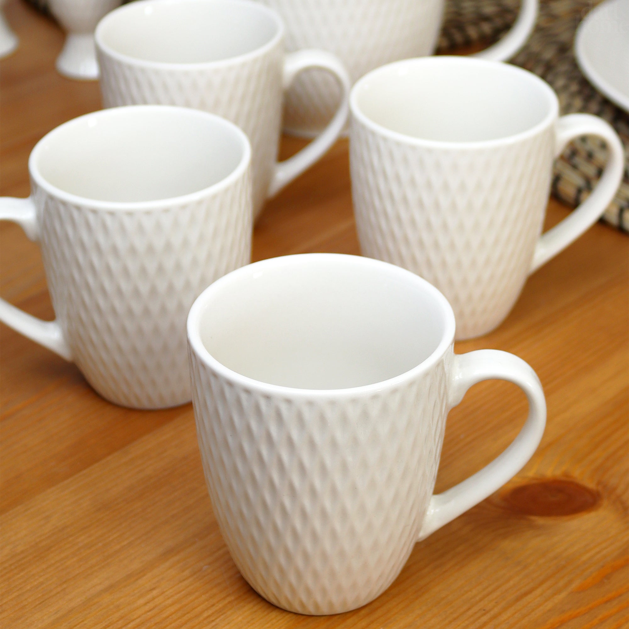 Set Of 4 White Jewel Mugs 300ml
