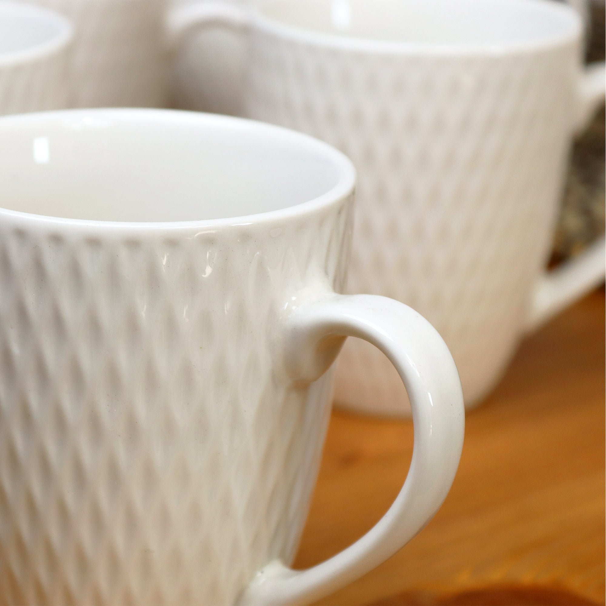 Set Of 4 White Jewel Mugs 300ml