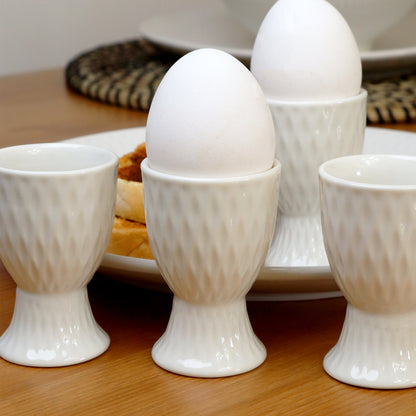 Set Of 4 White Jewel Egg Cups