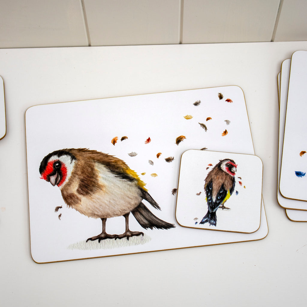 Set Of 4 British Birds Placemats And Coasters